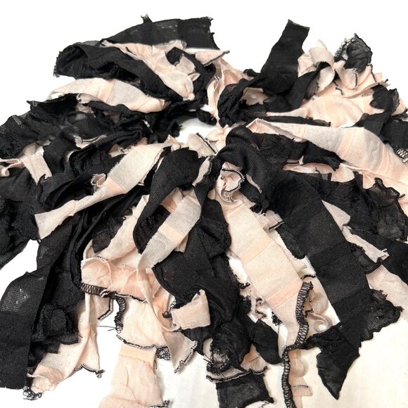 Cream Black Fringe Hair Tie Mummy Halloween Costume Ghost Dead Bride Dreadfalls - Picture 1 of 6